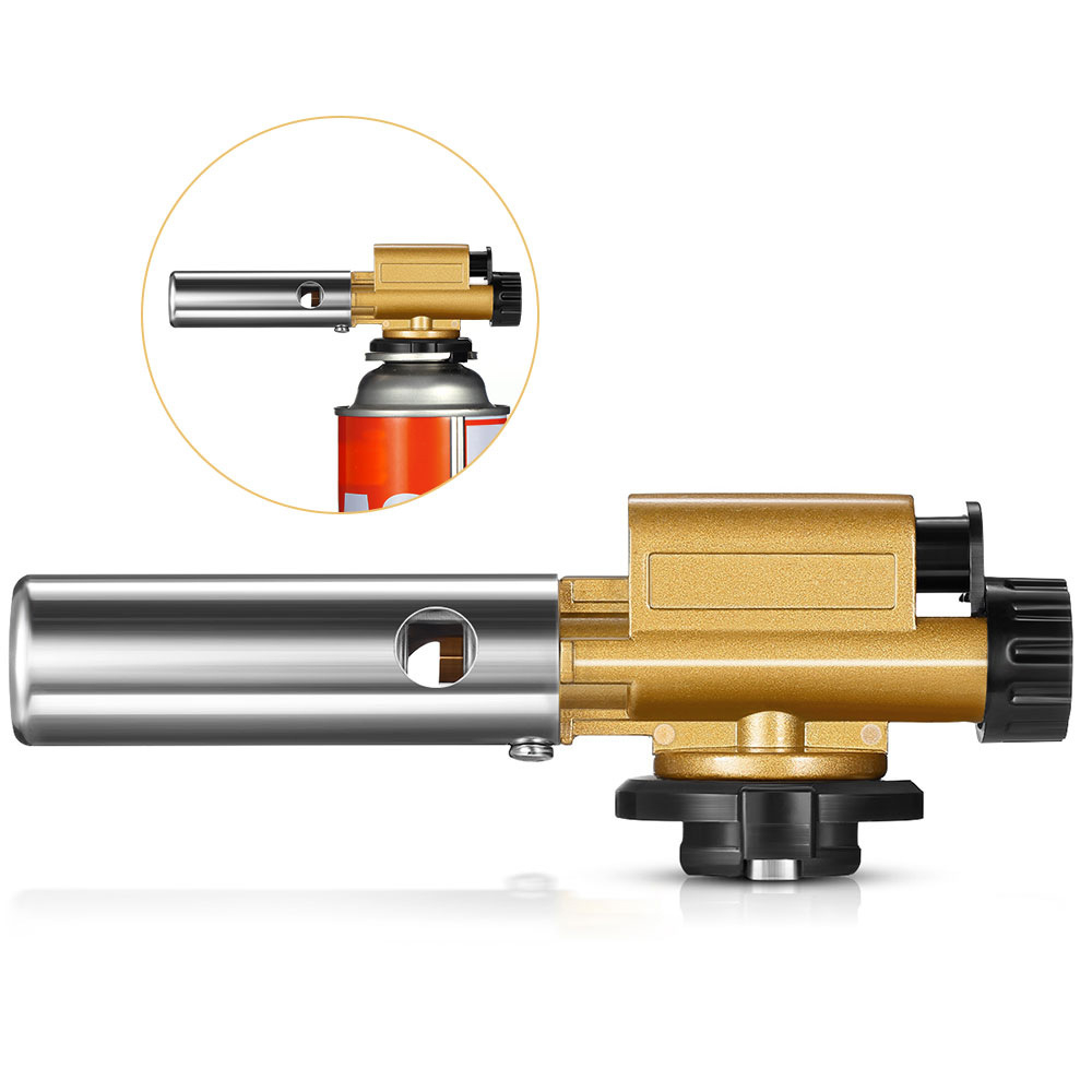Kitchen Baking Torch - เครื่องพ่นไฟแบบพกพาทำครัวทำอาหารอบอาหารหัวเจ็ททำความร้อนด้วยแก๊สบิวเทนหัวพ่นไฟสำหรับตั้งแคมป์กลางแจ้ง (ไม่มีแก๊ส)