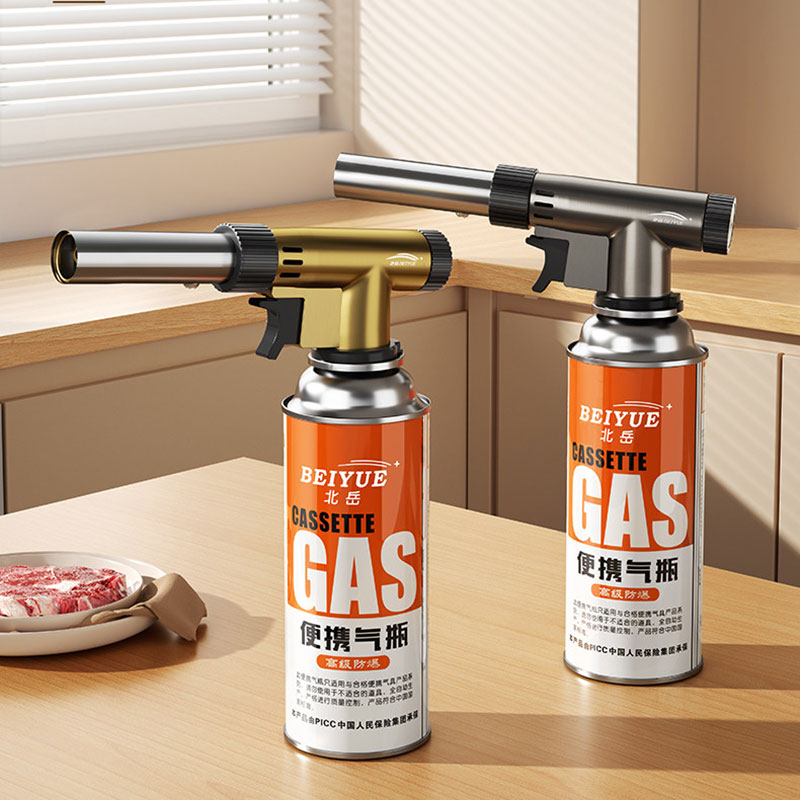 Kitchen Baking Torch - เตาแก๊สบิวเทนแบบโลหะทั้งตัว 360 ° เตาแก๊สแบบพกพา ปรับเปลี่ยนได้ เติมแก๊สได้
