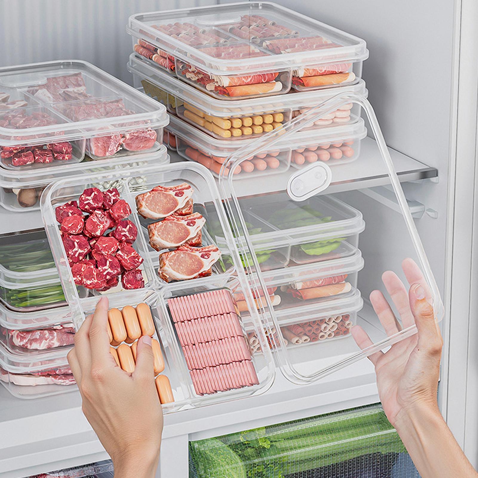 Kitchen Zo - กล่องเก็บของในตู้เย็น 1 ชิ้น กล่องเก็บเนื้อสัตว์และผักเพื่อรักษาความสด กล่องเก็บอาหารโปร่งใส กล่องจัดระเบียบในครัว