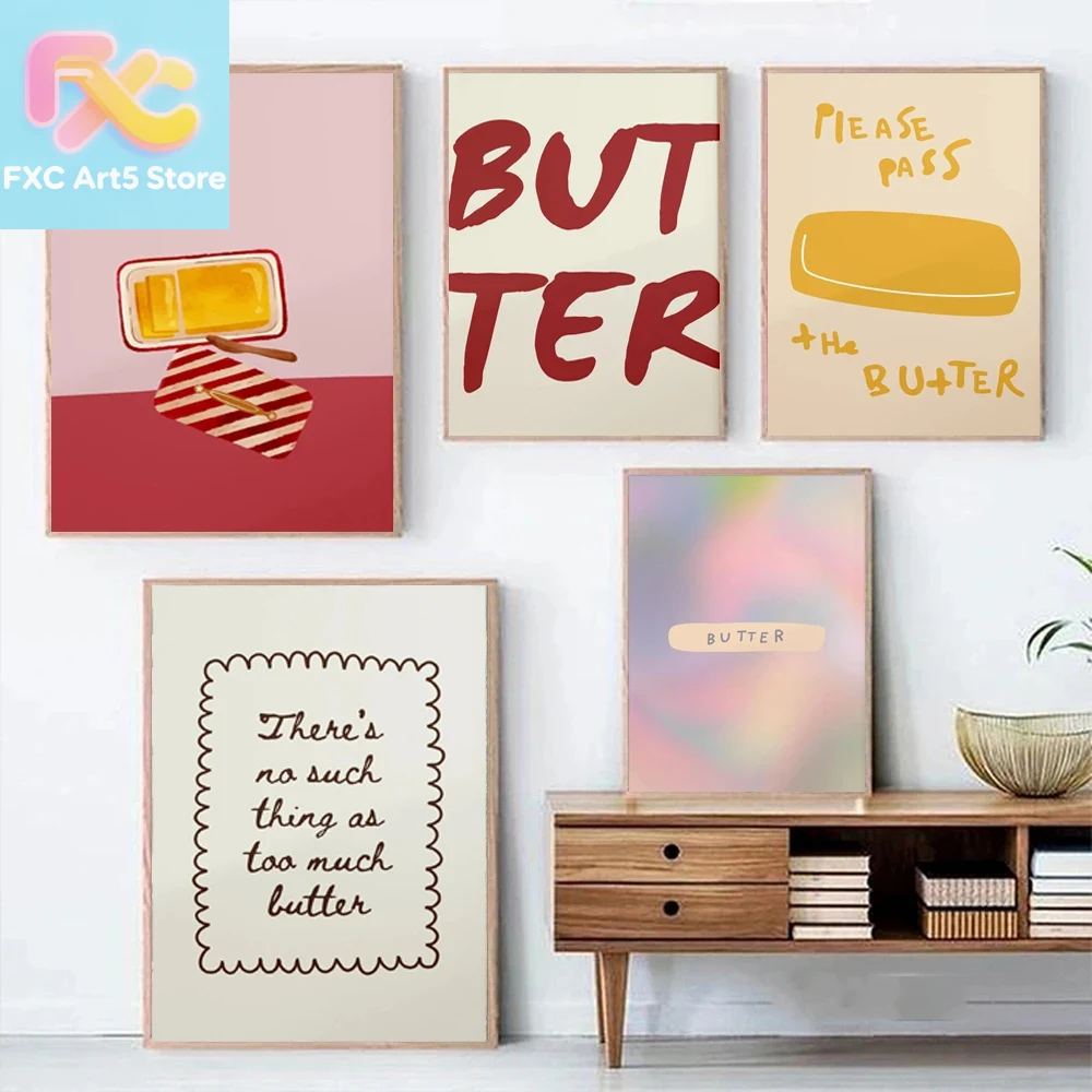 Kitchen Baking Wall Art - โปสเตอร์เนย 1 ชิ้น แบบไม่มีกรอบ ตกแต่งครัวสไตล์มินิมอล ศิลปะติดผนังแนวฟังกี้