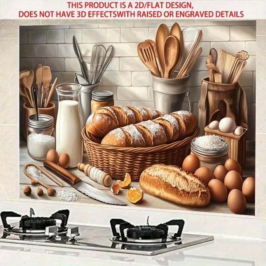 Kitchen Baking Wall Art - สติ๊กเกอร์ติดผนัง PVC ลายเบเกอรี่และขนมปัง แบบ 2 มิติ