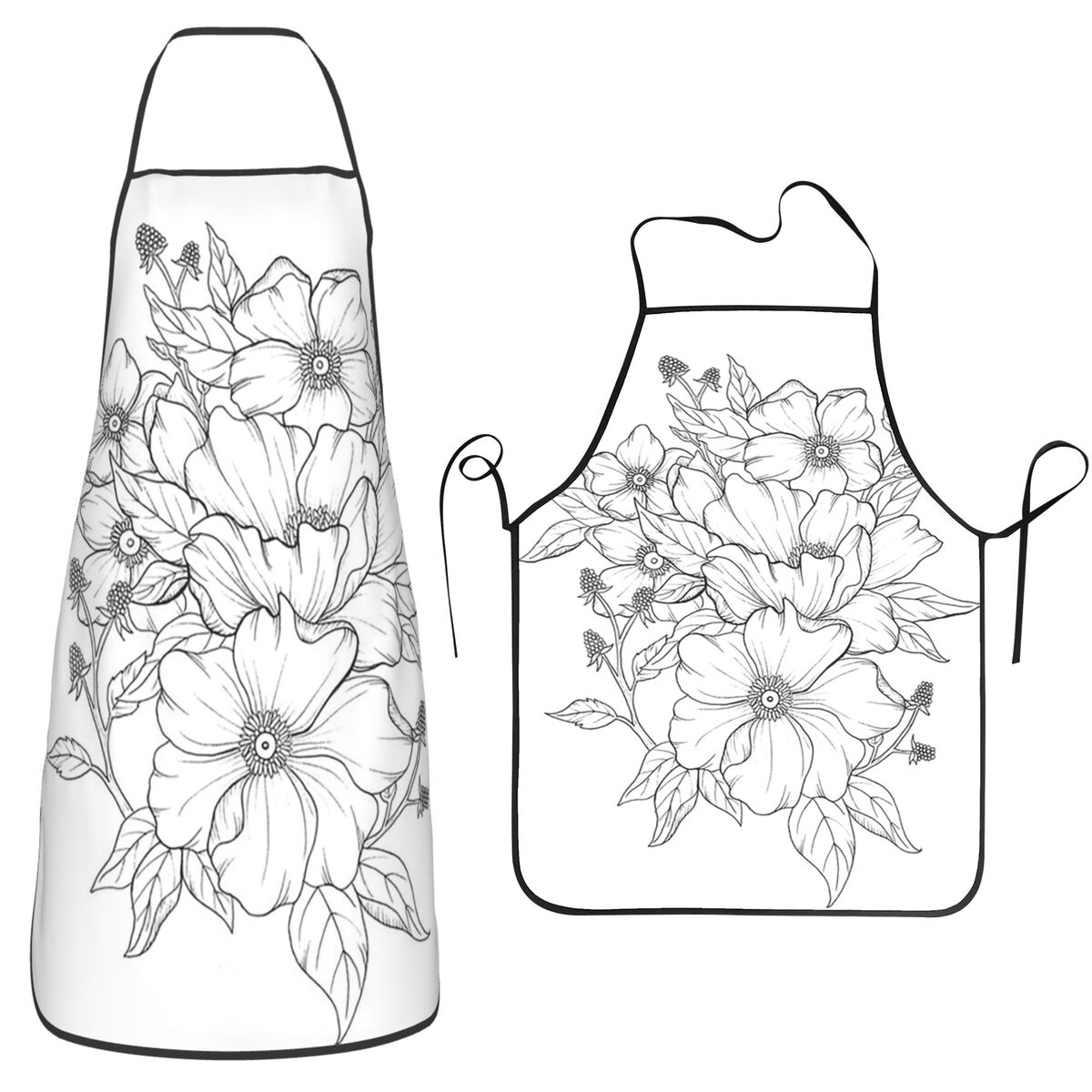 ภาพวาดลายเส้นดอกไม้ ชุดผ้ากันเ - Kitchen Baking Drawing บทวิจารณ์และราคา