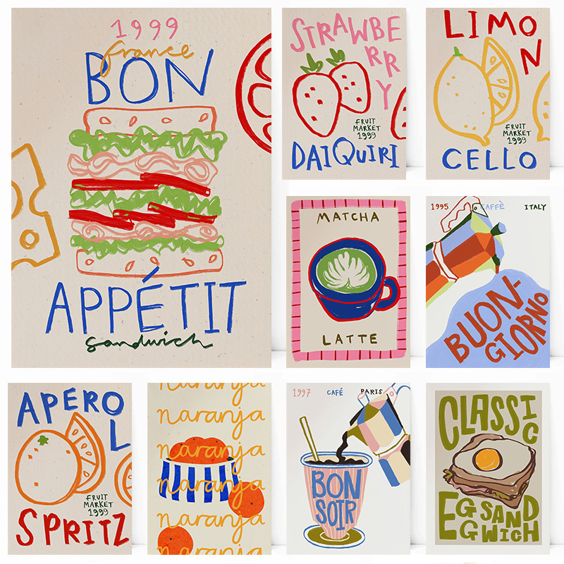 เบเก้เค้ก ครัว ขนมปัง กาแฟ ไข่ - Kitchen Baking Wall Art บทวิจารณ์และราคา