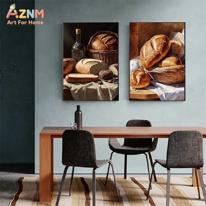 AZNM ภาพวาดขนมปังอบสดแบบสมจริง - Kitchen Baking Wall Art บทวิจารณ์และราคา