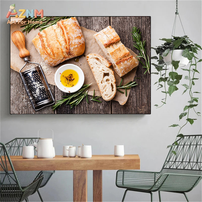 AZNM ภาพวาดขนมปังอบสดแบบสมจริง - Kitchen Baking Wall Art บทวิจารณ์และราคา