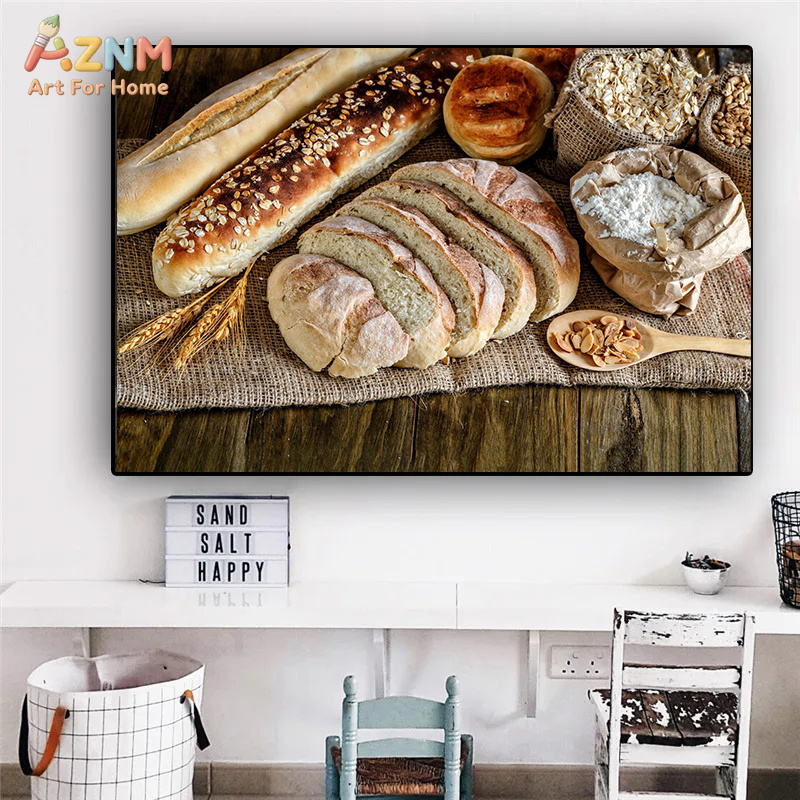 AZNM ภาพวาดขนมปังอบสดแบบสมจริง - Kitchen Baking Wall Art บทวิจารณ์และราคา