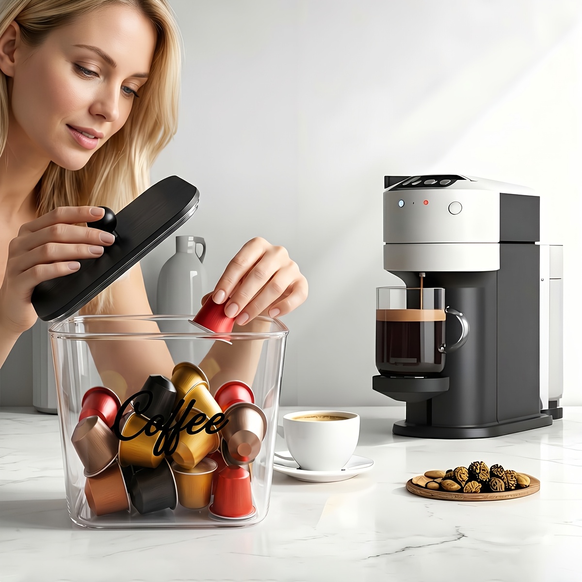 ที่ใส่ฝักกาแฟพร้อมฝาปิด กล่องเ - Kitchen Zo บทวิจารณ์และราคา