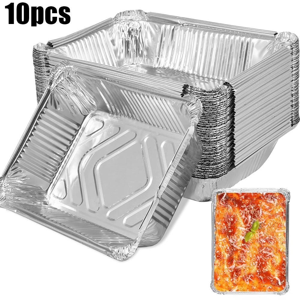 10PCS อลูมิเนียมฟอยล์ทิ้งภาชนะ - Kitchen Baking Containers บทวิจารณ์และราคา