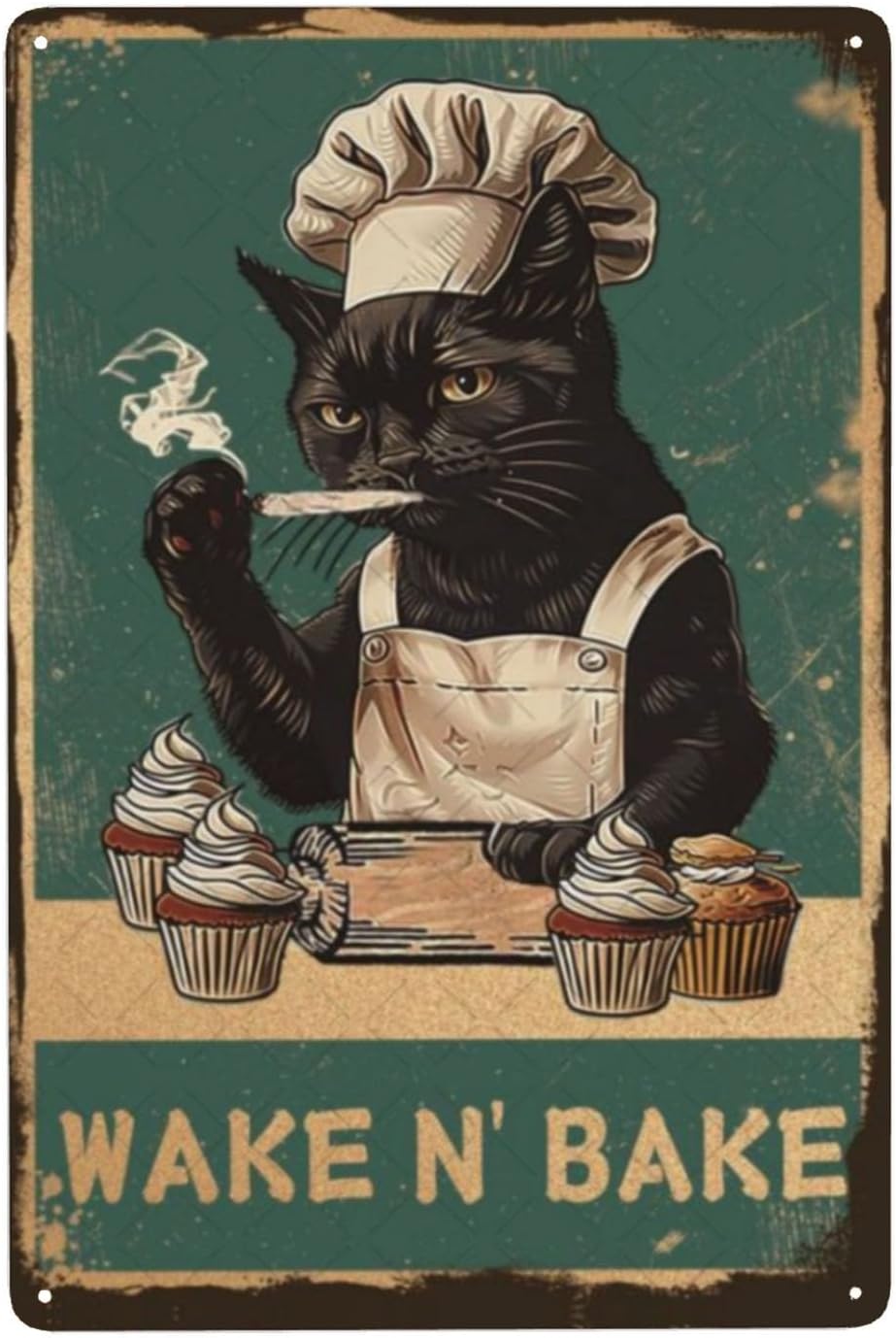 ป้ายโลหะ Wake N' Bake รูปแมวดำ - Kitchen Baking Wall Art บทวิจารณ์และราคา