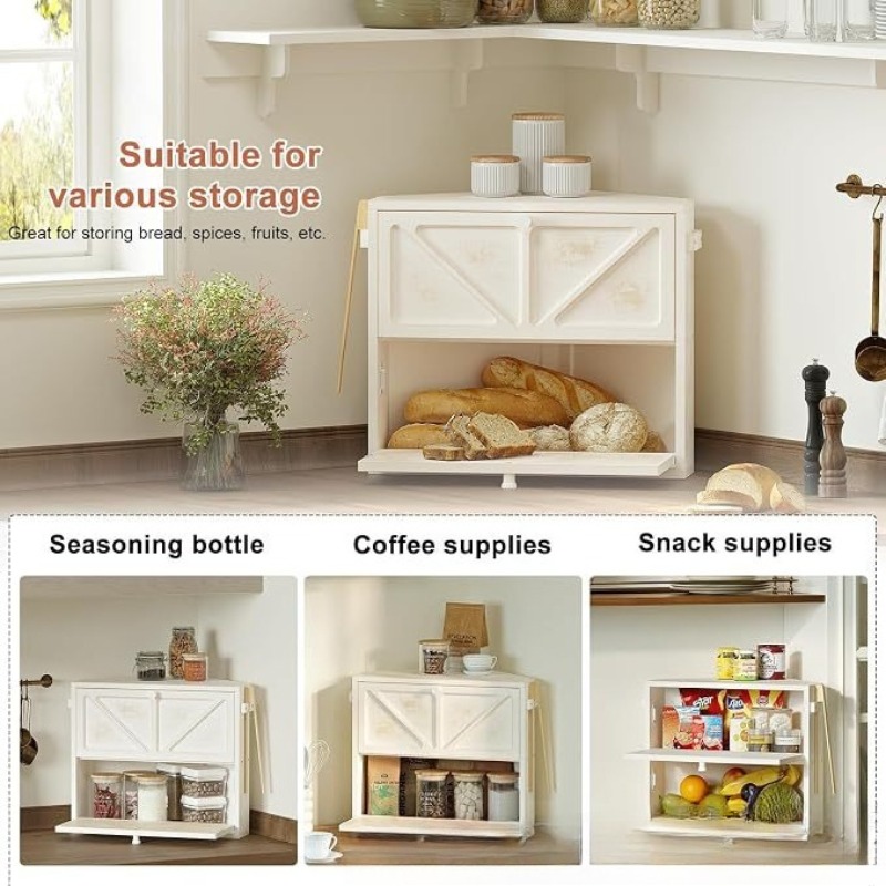 กล่องเก็บขนมปังไม้สองชั้นแบบโบ - Kitchen Baking Corner บทวิจารณ์และราคา